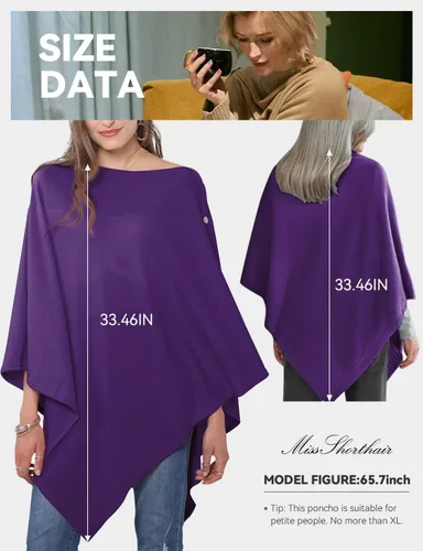 Vista 10 de MissShorthair Versatile Women's Shawl Wrap – Soft Knitted Poncho Cape Scarf for Fall Winter