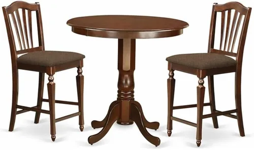 Vista 7 de East West Furniture JACH3-BLK-C - Juego de mesa de comedor de 3 piezas de altura de mostrador contiene una mesa redonda de madera con pedestal y 2