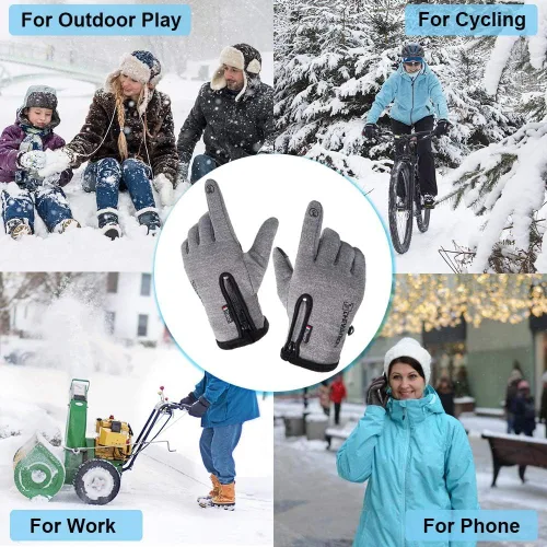 Vista 7 de Guantes de invierno cálidos, aptos para pantalla táctil, para clima frío, guantes de conducción, resistentes al viento, antideslizantes, guantes