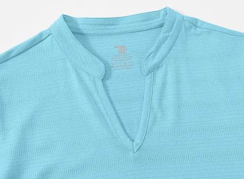 Vista 134 de Gopune Polo de golf con cuello en V para mujer, sin cuello, manga corta, ligera, de secado rápido, camisetas de tenis para correr