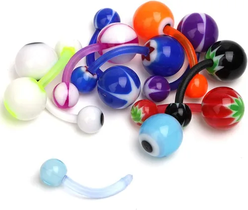 Vista 7 de CrazyPiercing Venta al por mayor 80 Flexible Lip Lengua Ceja Bar Anillos Barbell Piercing Body Jewelry Multicolor