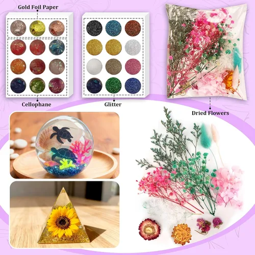 Vista 4 de K KERNOWO Kit de resina epoxi con luz para principiantes, kit de resina y moldes, juego completo de manualidades para adultos y mujeres, juego