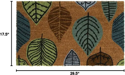 Vista 3 de NINAMAR Tapete para puerta con hojas coloridas, fibra de coco natural, 29.5 x 17.5 pulgadas