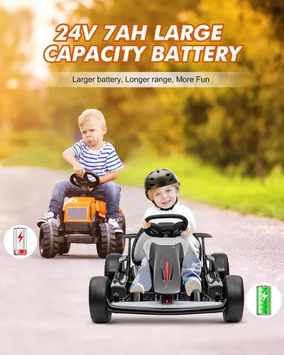 Vista 2 de Go Kart eléctrico de 24 V para niños a partir de 6 años o más Negro
