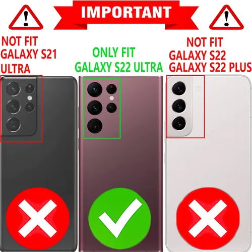 Vista 2 de STARSHOP Funda compatible con Samsung Galaxy S22 Ultra, de grado militar, a prueba de golpes, de doble capa protectora con anillo de metal giratorio