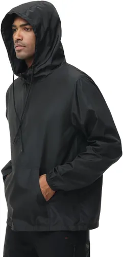 Vista 5 de XYKJFIT Chaqueta impermeable ligera para hombre, con cremallera de un cuarto, con bolsillo