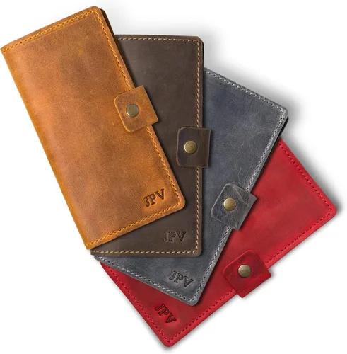 Vista 11 de PEGAI Handmade Minimalist Design Checkbook Cover 100% Distressed Full Grain Horse Leather Checkbook Wallet Business Checkbook Binder Clark