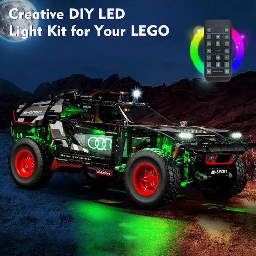 Vista 5 de LocoLee Kit de luces LED compatible con LEGO Audi RS Q e-tron 42160, 2023 control remoto mejorado juego de iluminación creativa accesorios
