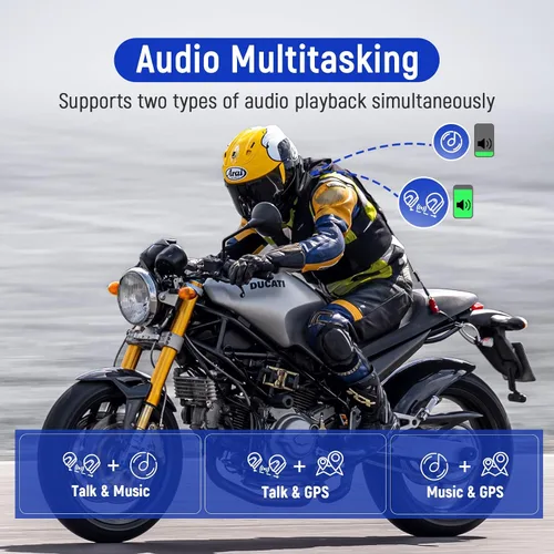 Vista 3 de LEXIN MeshCom - Auriculares Bluetooth para motocicleta, sistema de comunicación de malla para 24 conductores, intercomunicador de casco