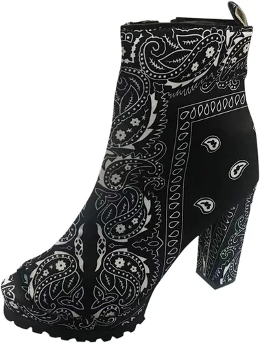 Vista 5 de Botines de tacón alto para mujer, con puntera abierta, sin cordones, de color liso, para combate