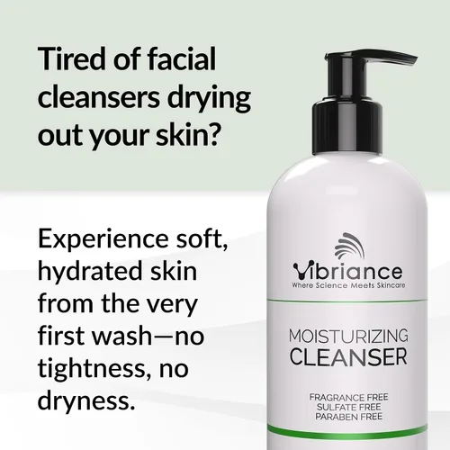 Vista 2 de Vibriance Limpiador hidratante, lavado facial de aceite a espuma con niacinamida, manteca de karité para pieles maduras, limpiador facial suave