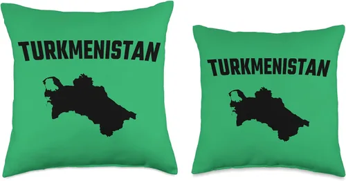 Vista 3 de Isolated black silhouette of a map of Turkmenistan Throw Pillow