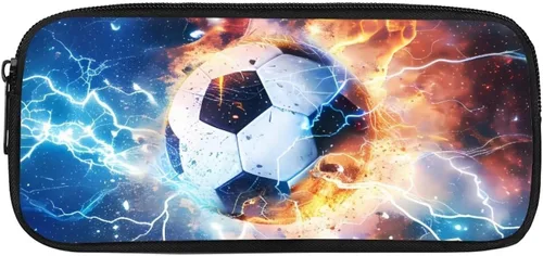 Vista 34 de COEQINE Estuches escolares para niños, con patrón de fútbol, para escuela secundaria, organizador de lápices de gran capacidad con cremallera