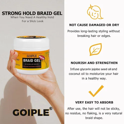 Vista 4 de Gel alisador de gran capacidad de 16 onzas con fijación fuerte para twist, locs, trenzas, bordes, cornrows - Sin residuos, controla el frizz, alto