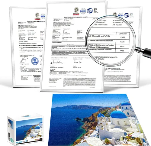 Vista 2 de Rompecabezas de 1000 piezas para adultos, adolescentes y niños – Desafiante de arte fino, rompecabezas de 1000 piezas del mar Egeo, regalo de juego