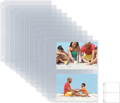 Vista 8 de Better Office Products Hojas de repuesto para álbumes, 5 x 7 pulgadas, pesadas, de 3 anillos transparentes con 3 anillas, 100 fotos en total, cada