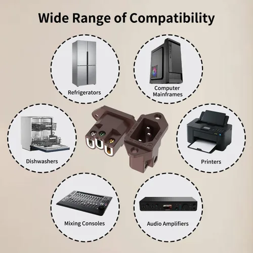 Vista 6 de Viborg Adaptador de enchufe de montaje en panel AC 250V 10A IEC320 C14 Conector de alimentación Enchufe de alimentación Enchufe de alimentación
