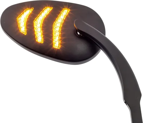 Vista 2 de Eagle Lights Espejo LED con intermitentes secuenciales compatibles con motocicletas Harley Davidson - Negro