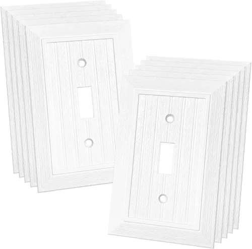Vista 10 de Placa Decorativa Moderna para Pared con Diseño de Veta de Madera Retro, Cubierta de Interruptor, Cubierta de Tomacorriente para Interruptor de Luz