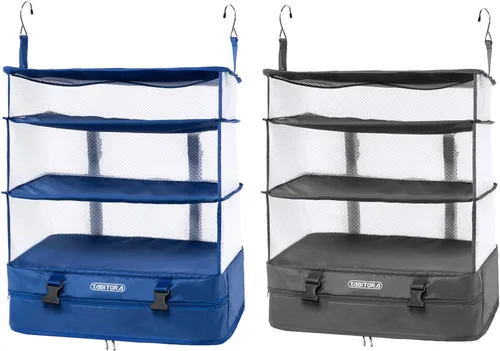 Vista 63 de TABITORA - Estantería portátil y plegable de gran capacidad con ganchos para colgar, ideal como almacenamiento para viajes