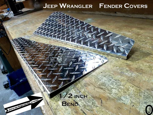 Vista 5 de Se adapta a Jeep Wrangler YJ Placa de diamante de aluminio 24 cubiertas largas de guardabarros con curva