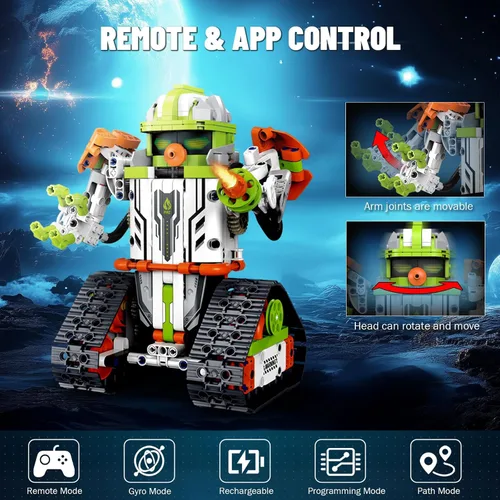 Vista 6 de Kit de construcción de robot STEM con control remoto para niños de 6 a 13 años, juguetes técnicos robóticos de codificación, regalos de cumpleaños