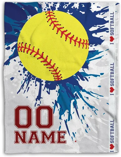 Vista 20 de Manta de sóftbol personalizada, manta de bandera de EE. UU., manta de forro polar Sherpa suave y acogedora, manta de sóftbol para mamá, hija, niño