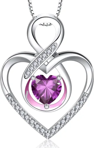 Vista 16 de RIVIKO Collar con símbolo de corazón infinito para mujer, plata de ley 925, dije de corazón de amor, día de la madre, aniversario, cumpleaños