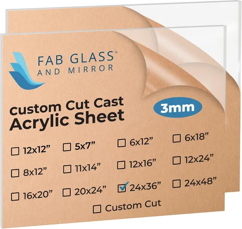 Vista 19 de Fab Glass and Mirror ACR12M5X7RC - Hoja de plexiglás acrílico de plástico PET de 5 x 7 x 1/2 pulgadas de grosor con película protectora, peso ligero