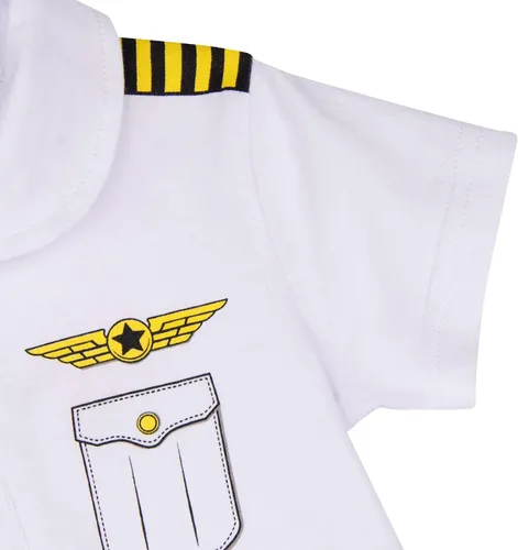 Vista 5 de COSLAND Bebé traje de Halloween bebé niño piloto mameluco con sombrero