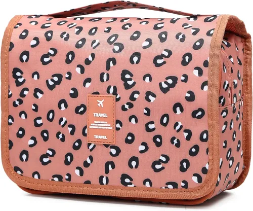 Vista 14 de Sechunk Neceser de maquillaje resistente al agua, bolsa de cosméticos organizador de viaje para accesorios, bolsa de viaje con gancho para colgar