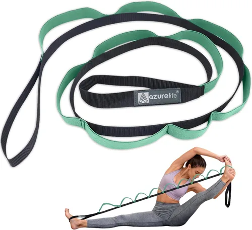 Vista 10 de A AZURELIFE Half-Elastic Stretch Straps with 11 Loops, Stretching Strap for Physical Therapy, Multi-Loop Yoga Strap Fitness Exercise Strap for Yoga