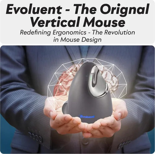 Vista 5 de Evoluent – Inventor del ratón vertical – VM4L Ratón vertical ergonómico con cable USB, esculpido para mayor comodidad, reduce la tensión