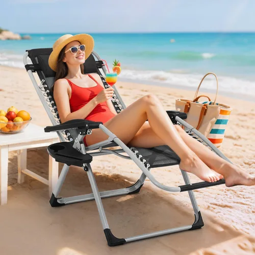 Vista 10 de Magshion Zero Gravity - Silla reclinable para patio, campamento, color Negro