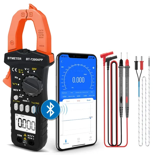 Vista 8 de BTMETER Multímetro de abrazadera digital, rango automático 4000 TRMS AC DC voltímetro amperímetro prueba voltios amperios ohmios frecuencia