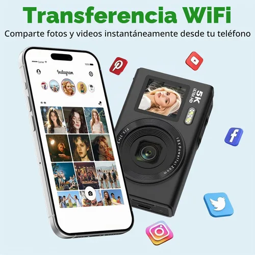 Vista 7 de Cámaras digitales 5K 80MP para fotografía con trípode 2 baterías 64GB Dual Screen Autofocus Vlogging Camera for YouTube,Compact Point and Shoot