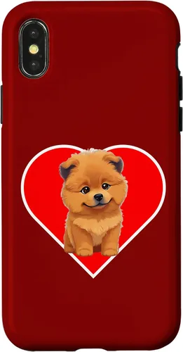 Vista 4 de iPhone 15 Cute Happy Chow Puppy Dog Cartoon Dog to Fall in Love Case