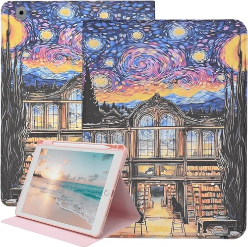 Vista 15 de Funda giratoria para iPad de 9ª/8ª/7ª generación de 10.2 pulgadas (2021/2020/2019), color rosa Funda giratoria de piel sintética de 360 grados