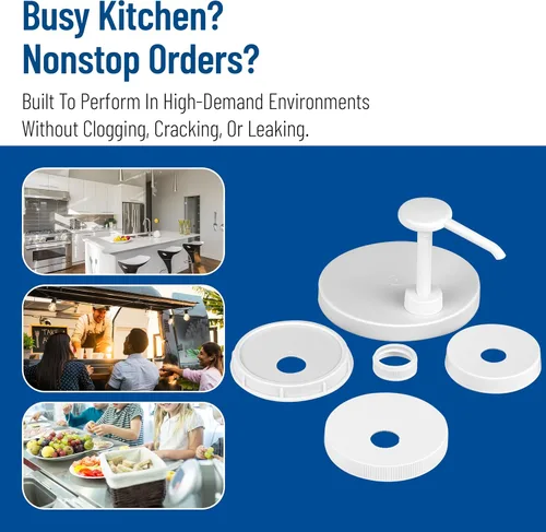 Vista 13 de Carlisle FoodService Products Kit universal de bomba de condimentos/dispensador con 5 tapas, color blanco