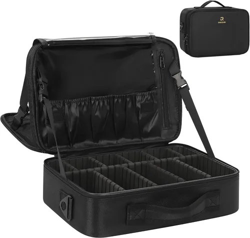 Vista 11 de Relavel Estuche de maquillaje grande para maquillaje, estuche de tren profesional de 16.5 pulgadas, organizador de cosméticos de viaje, soporte