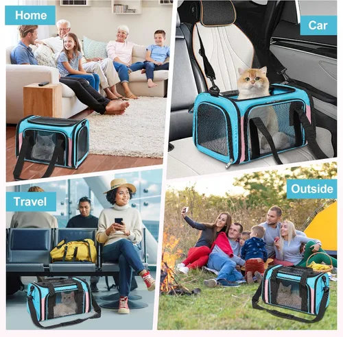 Vista 8 de Discala Transportador para perros y gatos de hasta 15 libras, aprobado por la aerolínea TSA, para gatos pequeños y medianos, cachorros