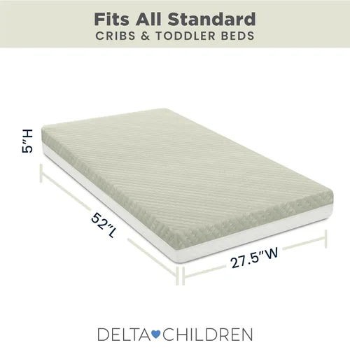 Vista 3 de Delta Children Colchón Spring Breeze – Colchón transpirable para cuna de bebé y niños pequeños con núcleo de nube – Funda lavable a máquina