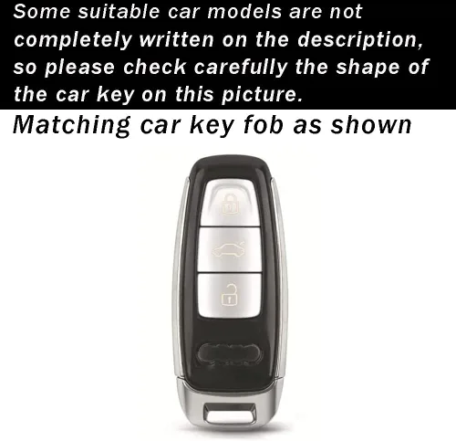 Vista 2 de ontto Funda para llavero de automóvil compatible con 2019 2020 A6 A6L A7 E-Tron A8 Q8 Key Box Remote Cover Negro