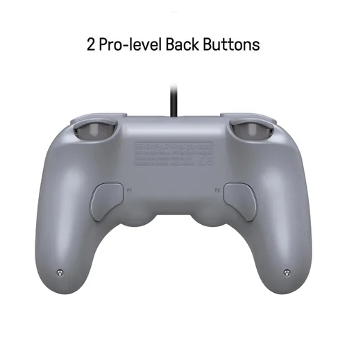 Vista 4 de 8Bitdo Pro 2 Wired Controller with Customize Back Buttons & Modifiable Vibration for Switch, Steam Deck, PC Windows and Raspberry Pi (Gray Edition)
