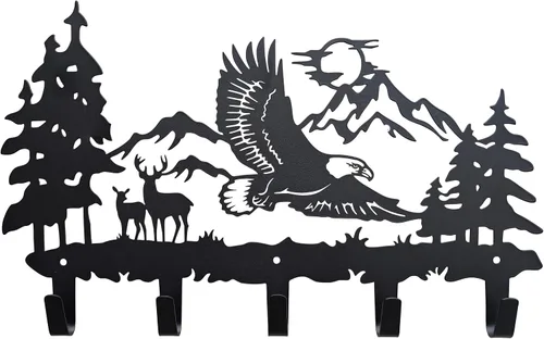 Vista 8 de Ganchos de Abrigo de Metal con Oso Arte de Pared Decorativo - Colgadores de Oso y Portallaves - Ganchos con Temática de Animales Decoración Dulce