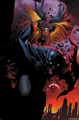 Vista 9 de Trends International DC Comics Batman - Póster de pared de ataque de Batman y Robin, 22.4 pulgadas de largo x 14.7 pulgadas, versión enmarcada