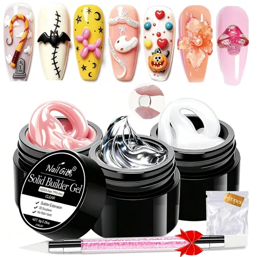 Vista 13 de NAILGIL - Gel 3D para arte de uñas, sin hemas, 3.53 oz de gel sólido constructor para esculpir las manos no pegajosas para extensiones, modelado