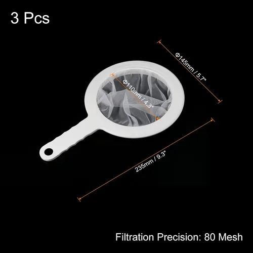 Vista 2 de PATIKIL Colador de filtro de alimentos de 9 x 6 pulgadas, paquete de 3 filtros de malla de malla de 80 filtros de malla fina con mango para filtro