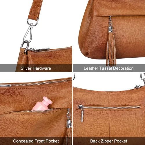 Vista 7 de Over Earth Bolsos de cuero para mujer, bolso de hombro pequeño Hobo para mujer