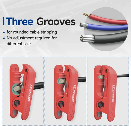 Vista 6 de iCrimp Round Cable Stripper for AWG 12 to 4/0 (Pack of 2 Cable Strippers) Adjustable Cable Jacket Stripper,Wire Stripping Tool